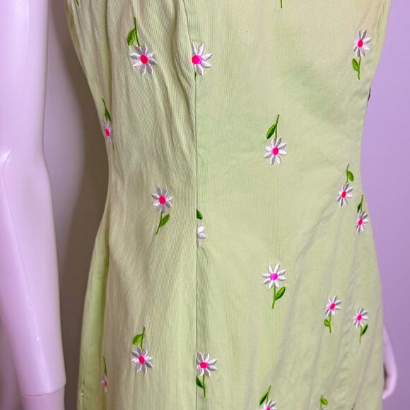Lilly Pulitzer 90s Floral Embroidered Mini Summer Dress in Green Vintage Sz 10P - Picture 6 of 15